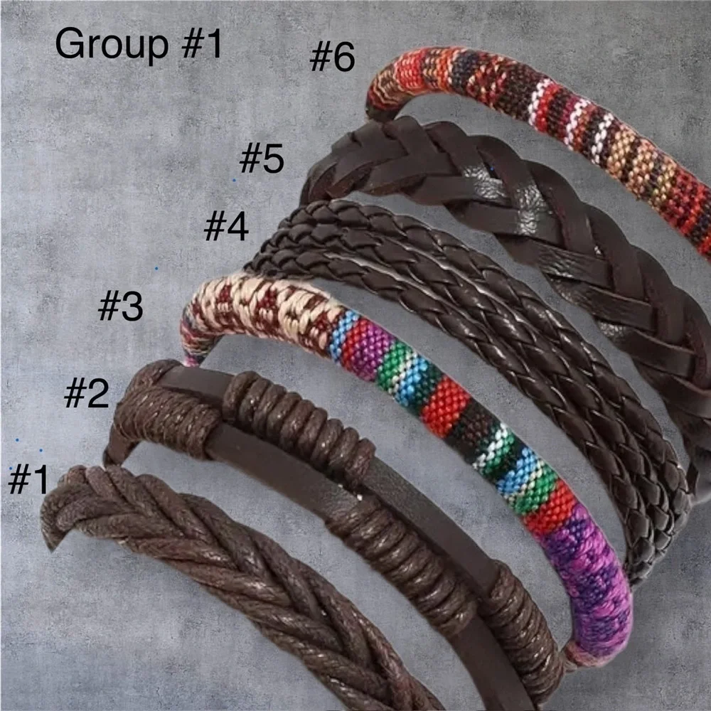 Men's Hand-woven Multi-layer Leather Set Bracelet.  All bracelets are Adjustable